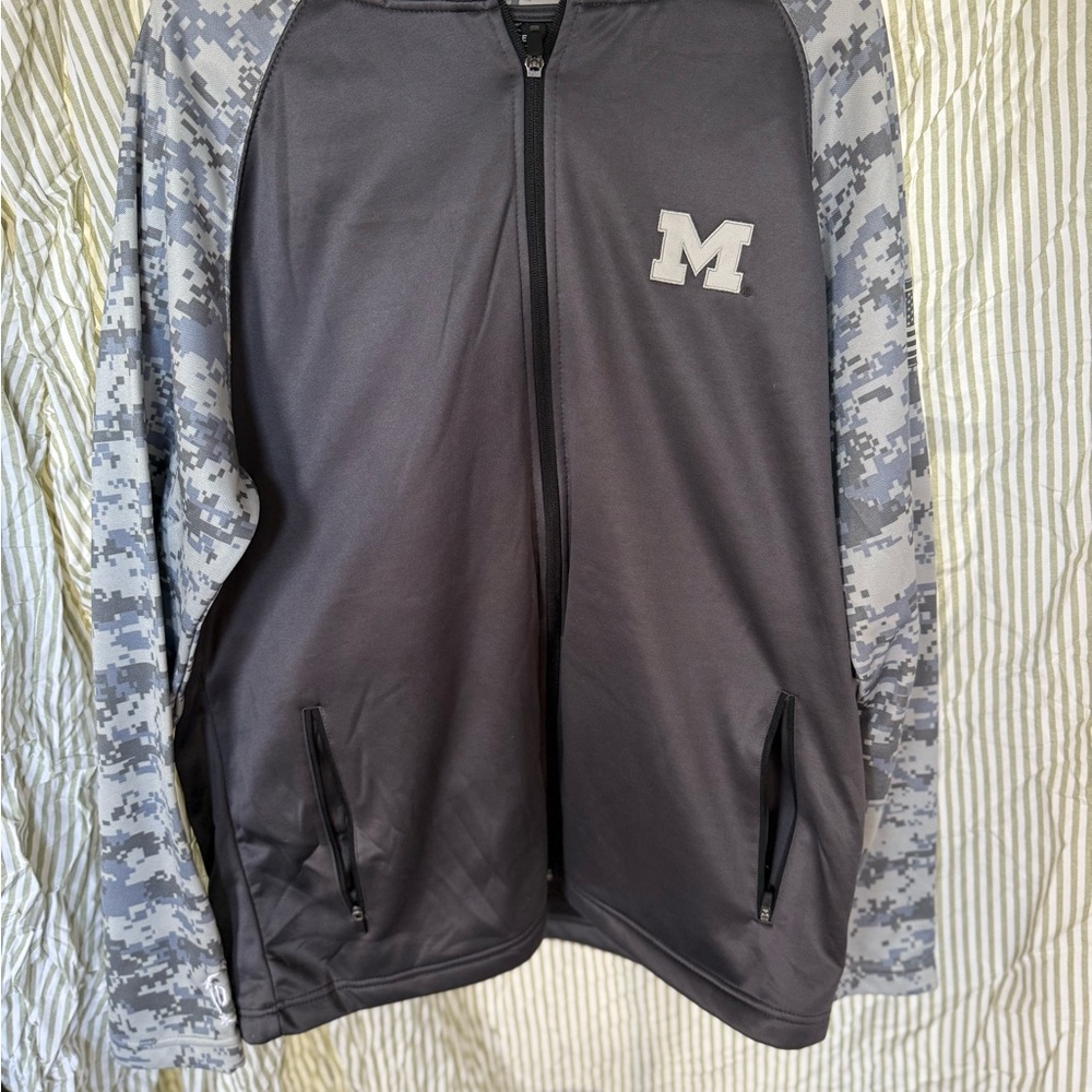 Black and Gray Zip-Up Jacket with M Logo